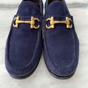 Ferragamo Navy Suede Loafers - Size 11